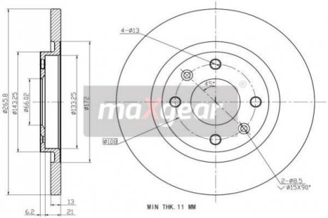 Тормозной диск - 19-0843 (4246R2, 4246R4) MAXGEAR 190843 (фото 1)