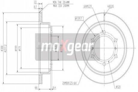 Тормозной диск - 19-0949 (MR418067) MAXGEAR 190949 (фото 1)