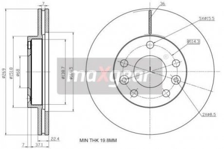 Тормозной диск DACIA P. DUSTER 1,5DCI/1,6 16V 10- MAXGEAR 192236