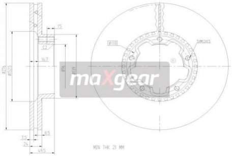 Диск тормозной MAXGEAR 192272 (фото 1)