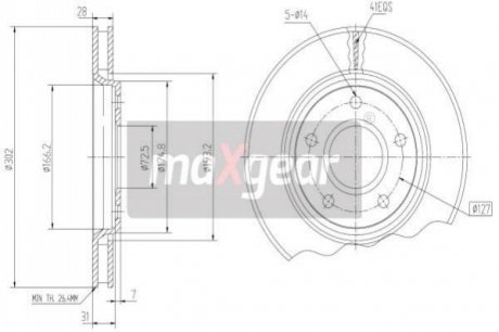 Гальмівний диск CHRYSLER P. VOYAGER 00-/GRAND VOYAGER 08- MAXGEAR 192274