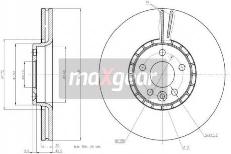 Тормозной диск VOLVO P. XC60 08- MAXGEAR 192336