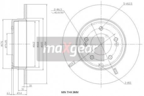 TARCZA HAM. HYUNDAI T. SONATA 05-GRANDEUR 11-IX35 13-KIA OPTIMA 10- MAXGEAR 19-2382