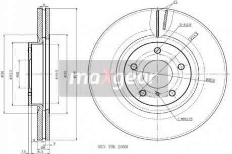 TARCZA HAM. NISSAN P. MURANO 05-INFINITI M 10- MAXGEAR 19-2407