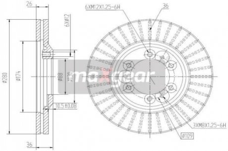 Тормозной диск OPEL P. FRONTERA 92- 280MM - 19-2649 (569050, 97034034) MAXGEAR 192649