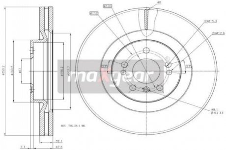 Гальмівний диск DB P. W164/W251 - 19-2690 (1644210512, 1644211412, 1664210712) MAXGEAR 192690