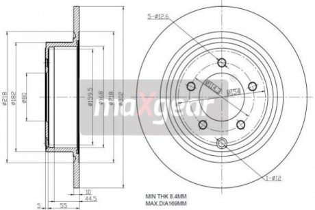 Тормозной диск JEEP T. COMPASS/PATRIOT 06-/DODGE MAXGEAR 192858 (фото 1)