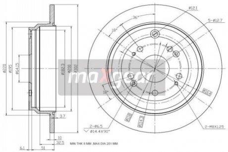 Тормозной диск HONDA T. CR-V 2,0-2,2 4WD 07- MAXGEAR 193339