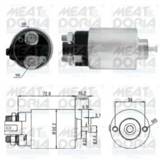 Соленоїд стартера HYUNDAI I30 KIA CEE'D, CERATO I, PRO CEE'D 2.0 04.04-12.12 MEAT&DORIA 46156