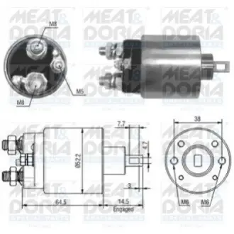 MEATDORIA CITROEN Втягивающее реле стартера JUMPER I 1.9 D 99-02, FIAT SCUDO 2.0 JTD 99-06, LANCIA PHEDRA 2.2 JTD 02-10, PEUGEOT EXPERT 2.0 HDI 00-06 MEAT&DORIA 46166