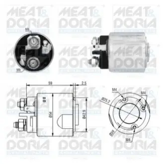 Соленоид стартера HYUNDAI H-1, H-1 / STAREX, PORTER, KIA K2500, PREGIO, MITSUBISHI L200, PAJERO CLASSIC, PAJERO II, PAJERO PININ I, PAJERO SPORT I 2.0/2.5D 12.90- MEAT&DORIA 46295