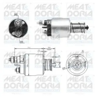 Соленоїд стартера ABARTH 500 / 595 / 695, 500C / 595C / 695C, GRANDE PUNTO ALFA ROMEO GIULIETTA, MITO FIAT 500, 500 C, BRAVA, BRAVO I, BRAVO II, DOBLO, DOBLO CARGO, FIORINO 0.9-1.8 02.95 MEAT&DORIA 46311