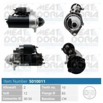 MEATDORIA OPEL Стартер Astra G,Omega B,Vectra B/C,Zafira MEAT&DORIA 5010011 Купити в Україні
