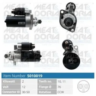 Стартер VW Golf IV 1.8-3.2/1.9 TDI 97-06/Ford Galaxy 2.8 V6/1.9 TDI (12V/2kw) (z=10) MEAT&DORIA 5010019 Купити в Україні