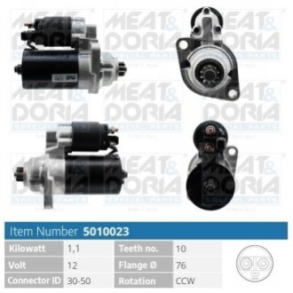 MEATDORIA VW Стартер Golf,Passat,Seat,Audi,Skoda MEAT&DORIA 5010023