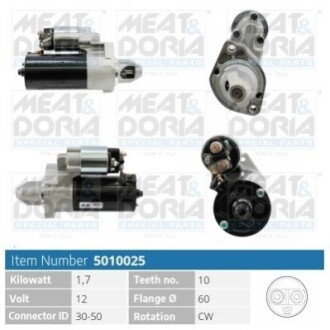 MEATDORIA DB Стартер 12V 1.6KW W211/220,Sprinter 06-,Vito 06- MEAT&DORIA 5010025 (фото 1)