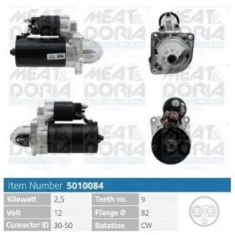 MEATDORIA CITROEN Стартер JUMPER II 3.0 HDi 145 10-, FIAT DUCATO 150 Multijet 3,0 D 10-, PEUGEOT BOXER 3.0 HDi 145 11 MEAT&DORIA 5010084