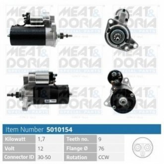 MEATDORIA SKODA Стартер Octavia 1.9TDI, VW Golf IV 1.9TDI MEAT&DORIA 5010154