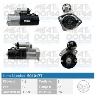 MEATDORIA AUDI Стартер A4 B6 (8E2) 1.9 TDI 00-04, VW PASSAT B5.5 (3B3) 1.9 TDI 00-05 MEAT&DORIA 5010177 (фото 1)