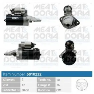 MEATDORIA AUDI Стартер A4 B5 (8D2) 2.5 TDI 97-00, SKODA SUPERB I (3U4) 2.5 TDI 01-03, VW PASSAT B5.5 (3B3) 2.5 TDI 00-05 MEAT&DORIA 5010232 Купити в Україні