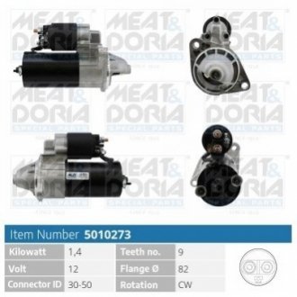 MEATDORIA OPEL стартер Ascona,Astra F,Kadett,Omega A,Vectra A MEAT&DORIA 5010273