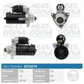 MEATDORIA VW стартер TRANSPORTER IV 1,9D MEAT&DORIA 5010274 Купить в Украине