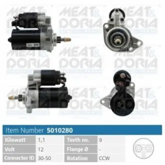 MEATDORIA VW Стартер Golf II,III, Jetta II, Passat -96 MEAT&DORIA 5010280 Купити в Україні