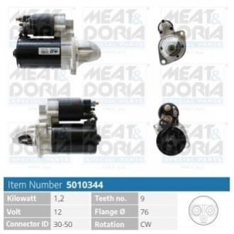 MEATDORIA BMW Стартер 1 (E81) 116 i 07-11, X3 (E83) 2.0 i 05-08 MEAT&DORIA 5010344