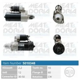 MEATDORIA DB стартер 12V 1.6KW W211/220,Sprinter 06-,Vito 06 MEAT&DORIA 5010348 Купити в Україні