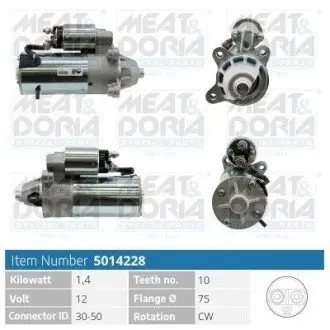 MEATDORIA FORD стартер Transit Connect 02 MEAT&DORIA 5014228 Купити в Україні