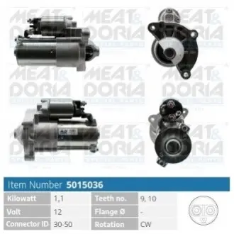 MEATDORIA CITROEN Стартер 12V 0.9kW Berlingo,C2/3,Nemo,Peugeot 206/307,Partner MEAT&DORIA 5015036 Купити в Україні