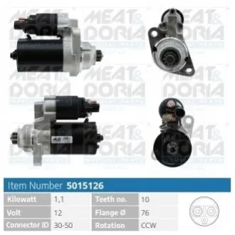 MEATDORIA VW стартер Golf,Jetta 05-,Skoda,Seat,Audi MEAT&DORIA 5015126 Купити в Україні