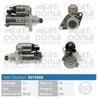 MEATDORIA AUDI Стартер A3 (8P1) 1.8 TFSI 06-12, SEAT, SKODA, VW MEAT&DORIA 5015868