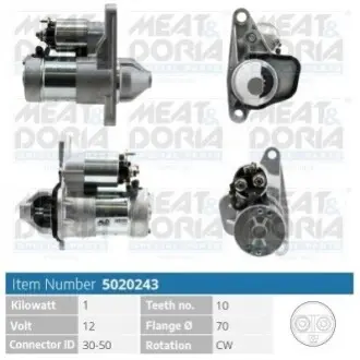 MEATDORIA NISSAN Стартер X-TRAIL II (T31) 2.0 4x4 07-13, RENAULT LAGUNA III (BT0/1) 2.0 16V Hi-Flex (BT1H, BT1G, BT1K) 07-15 MEAT&DORIA 5020243 Купити в Україні