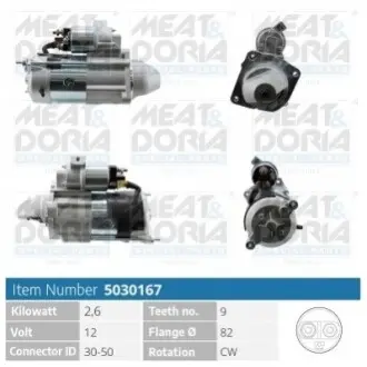 MEATDORIA FIAT Стартер DUCATO 2.8 JTD 01-, PEUGEOT BOXER 2.8 HDi 01-06 MEAT&DORIA 5030167 Купити в Україні