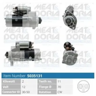 Стартер Nissan Pathfinder 2.5 dCi 05- (12V/2KW) (z=11) MEAT&DORIA 5035131