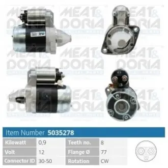 MEATDORIA HYUNDAI Стартер ACCENT II (LC) 1.3 00-05, ELANTRA III (XD) 1.6 00-06, KIA, MITSUBISHI MEAT&DORIA 5035278 Купити в Україні