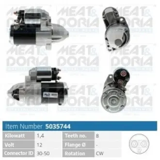 Стартер Mitsubishi Lancer VII/VIII 07-/Outlander II/III 1.8-2.4 06- (12V/1.4kw) (z=8) MEAT&DORIA 5035744 Купити в Україні