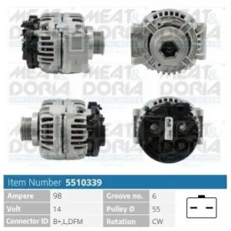 MEATDORIA RENAULT Генератор CLIO II 1.4 16V 99-04, DACIA MEAT&DORIA 5510339 Купити в Україні