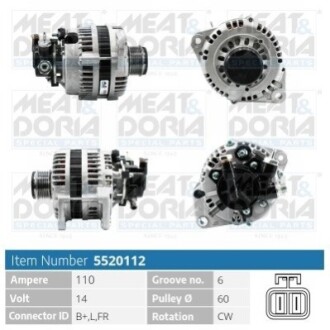 MEATDORIA OPEL Генератор ASTRA H (A04) 1.7 CDTI (L48) 04-10 MEAT&DORIA 5520112 (фото 1)