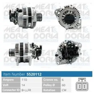 MEATDORIA OPEL Генератор ASTRA H (A04) 1.7 CDTI (L48) 04-10 MEAT&DORIA 5520112 Купити в Україні