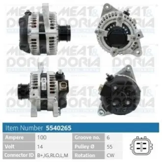 MEATDORIA TOYOTA Генератор AURIS 1.6 09-12, RAV 4 III 2.0 4WD 08-13 MEAT&DORIA 5540265 Купити в Україні