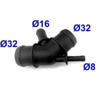 Фланець охолоджуючої рідини (кількість виходів: 4) AUDI A3, TT SEAT ALHAMBRA, LEON, TOLEDO II SKODA OCTAVIA I VW BORA, BORA I, GOLF IV, NEW BEETLE, SHARAN 1.4-2.8 09.96-12.13 MEAT&DORIA 93131