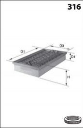 Фільтр повітряний MECAFILTER ELP3596 (фото 1)