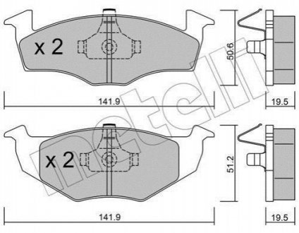 Гальмівні колодки, дискове гальмо (набір) Metelli 2202061