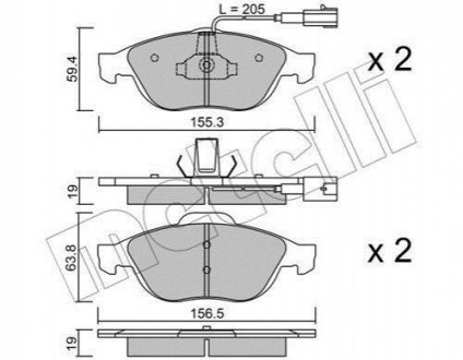 Тормозные колодки, дисковый тормоз.) Metelli 2202200 (фото 1)