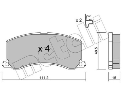 Гальмівні колодки, дискове гальмо (набір) Metelli 2202480 (фото 1)