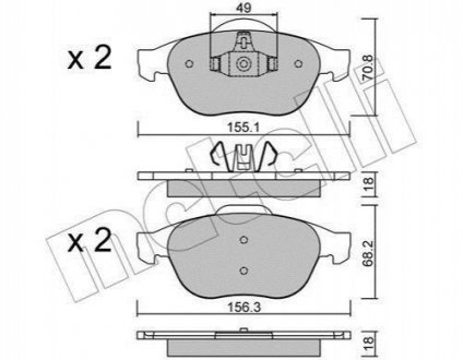 Комплект тормозных колодок (дисковых).) Metelli 22-0336-2 (фото 1)