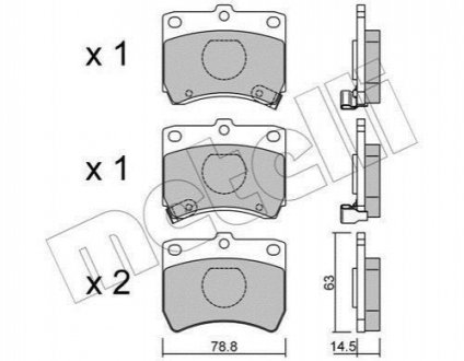 Гальмівні колодки, дискове гальмо (набір) Metelli 2203700 (фото 1)