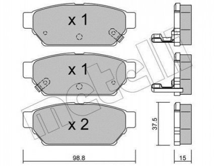 Гальмівні колодки, дискове гальмо (набір) Metelli 2203960 (фото 1)